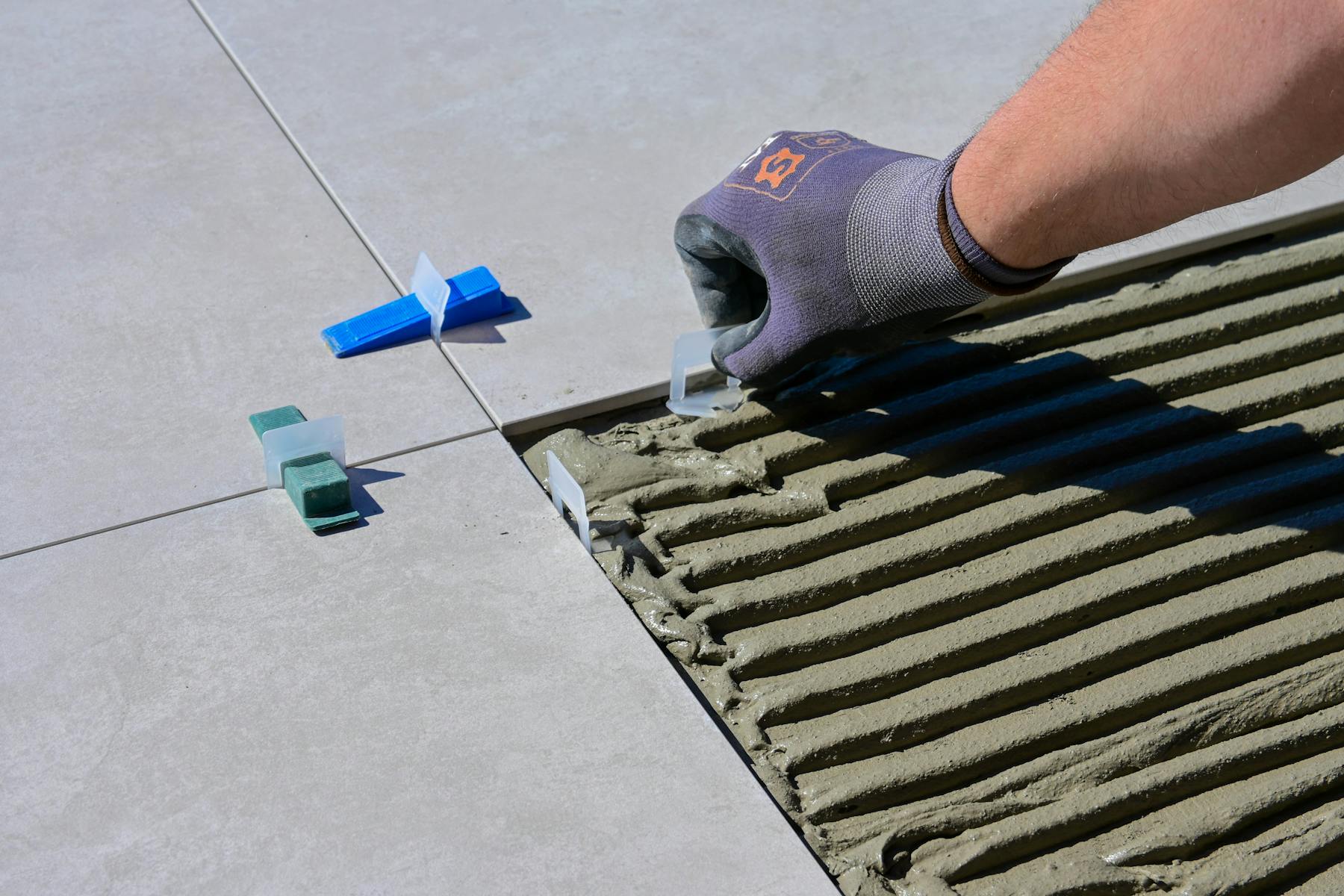 Hands-on tile project with tools and materials